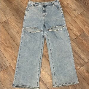 Chic Light Blue Wide Leg Jeans